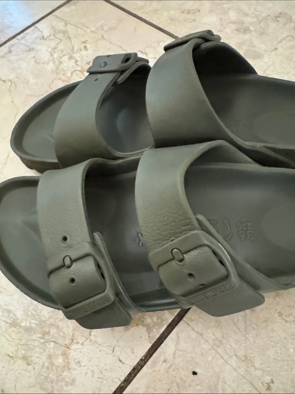 Birkenstock Kids Olive Green Two-Strap Sandals